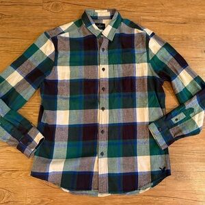 American Eagle Outfitters Blue Green Check Flannel Shirt Mens Large